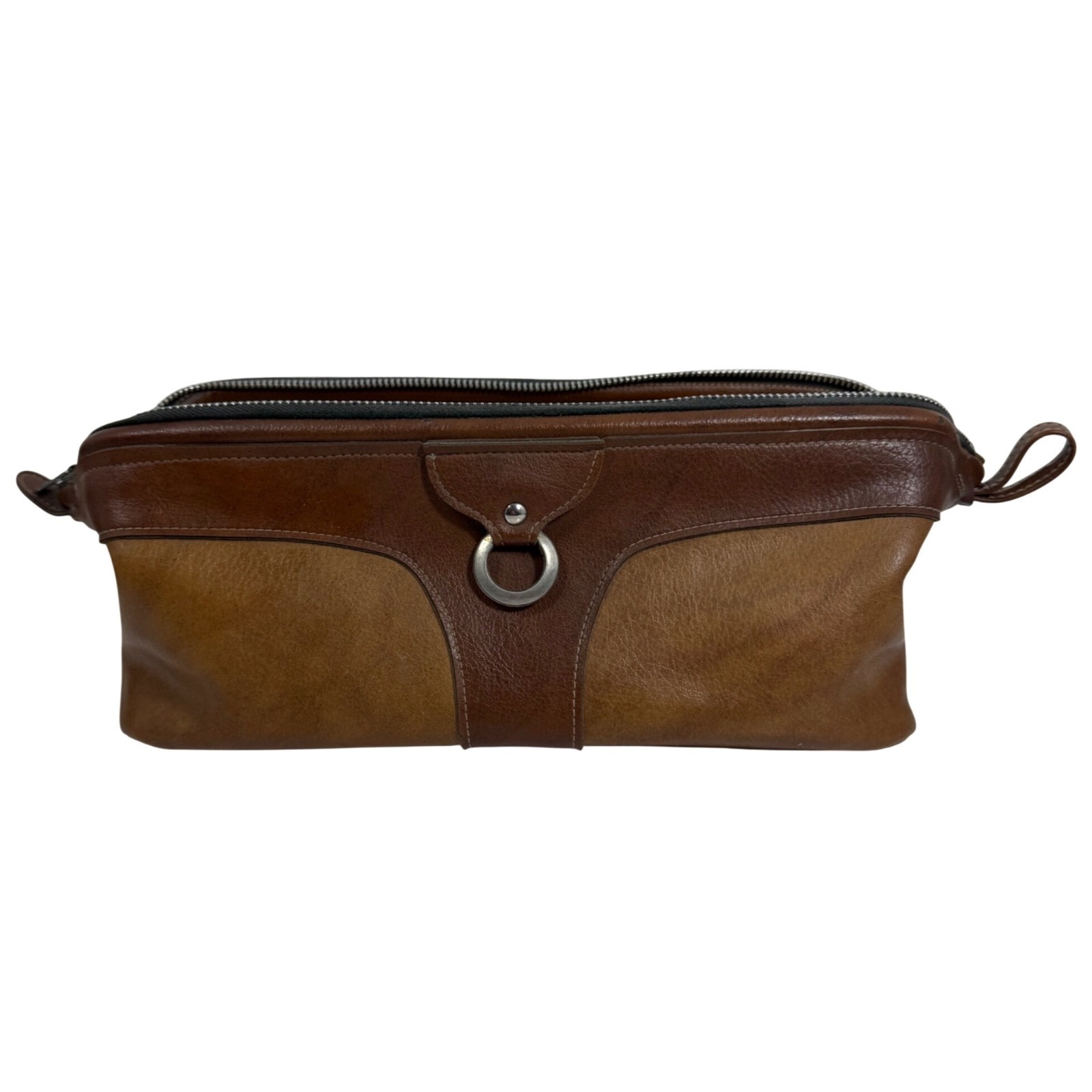 Vintage Rolfs Leather Dopp Kit Toiletry Travel Bag Brown Zip Shave Case FLAWS