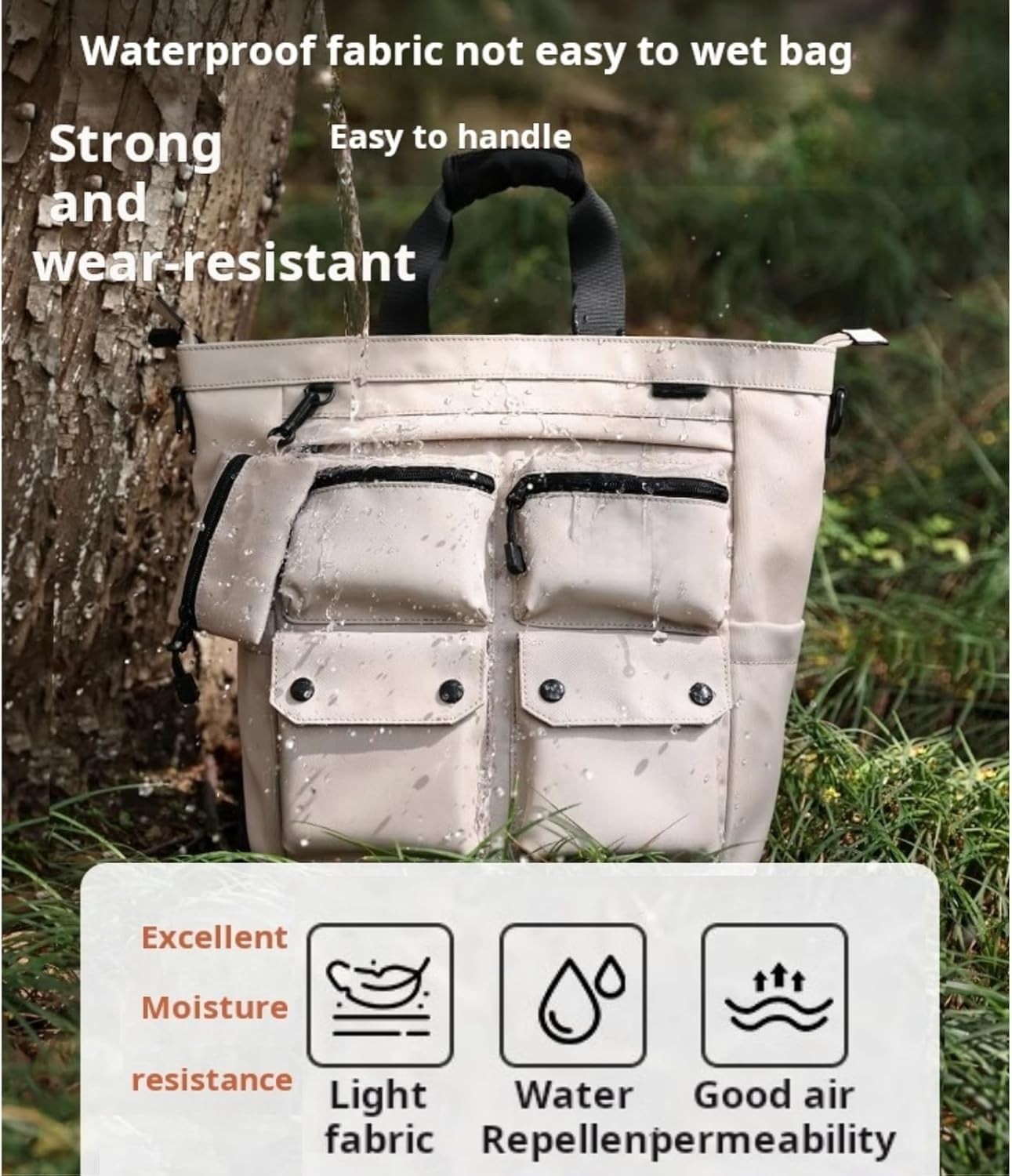 14 Inch Convertible Beige Laptop Backpack Purse for Women Travel Work, 3 In 1…