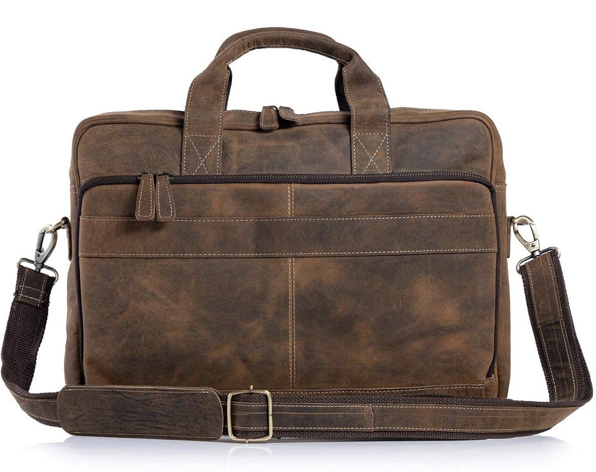 KomalC 16 Inch Leather briefcases Laptop Messenger Bags for Men and Women 