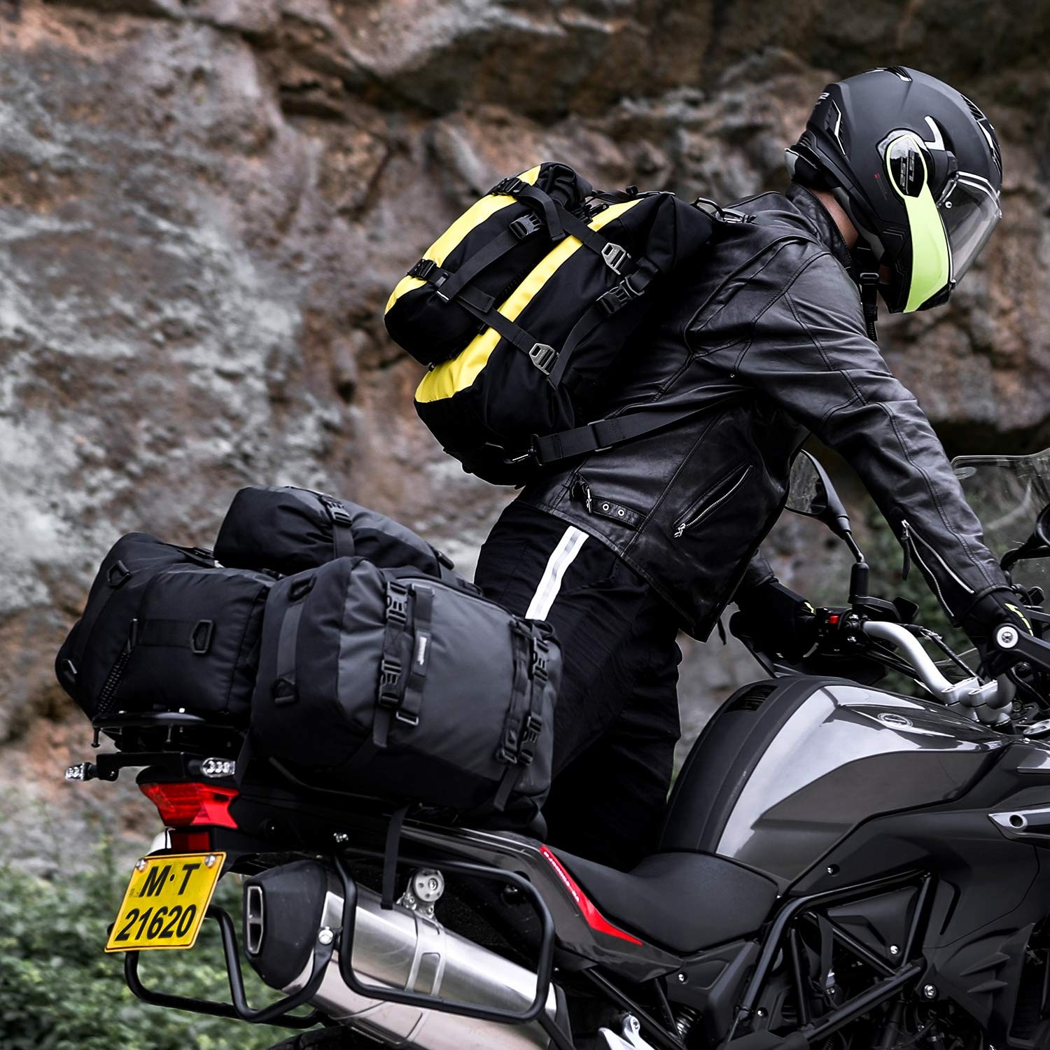 Waterproof Motorcycle Tail Bag 20L Motorbike Rear Rack Storage Bag Saddle Pan