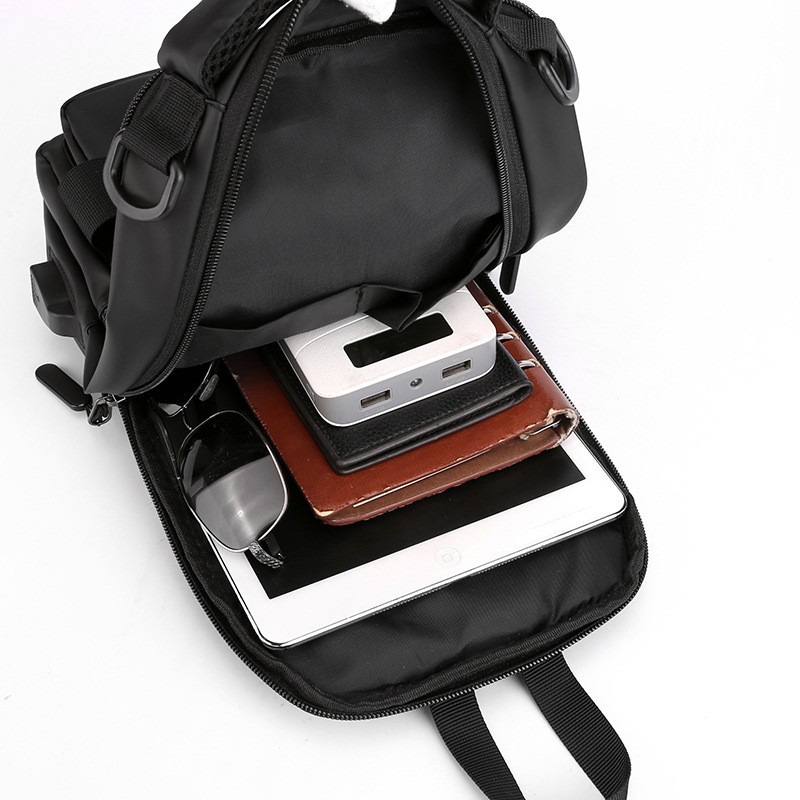 Men Waterproof Nylon Sling Crossbody Bag USB Shoulder Chest Pack Backpack