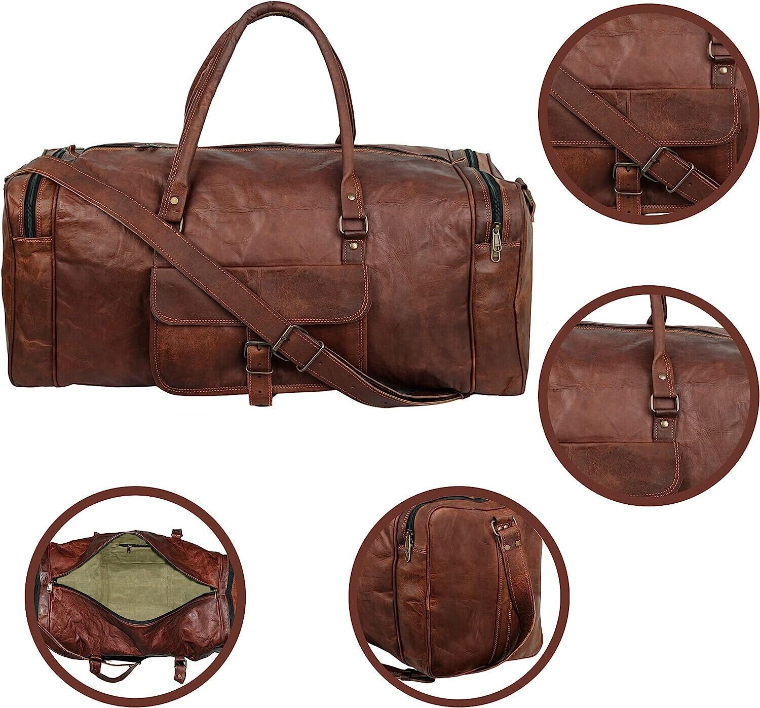39″ Genuine New Leather Duffel Weekend Overnight Travel Gym Bag Luggage