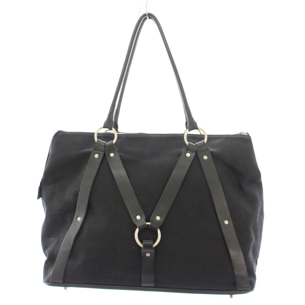 John Lawrence Sullivan Canvas Tote Bag Black Leather Trim 13×7.5in B Used