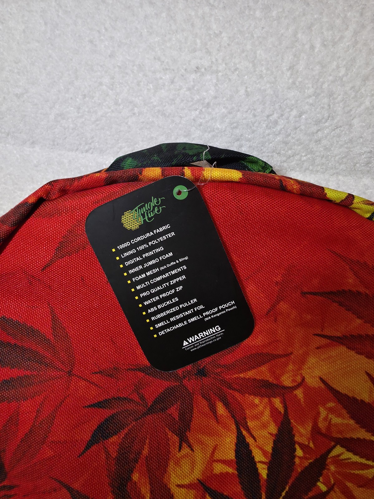 NWT Jungle Hive Rasta Backpack Vibrant Colors, Smell Proof.