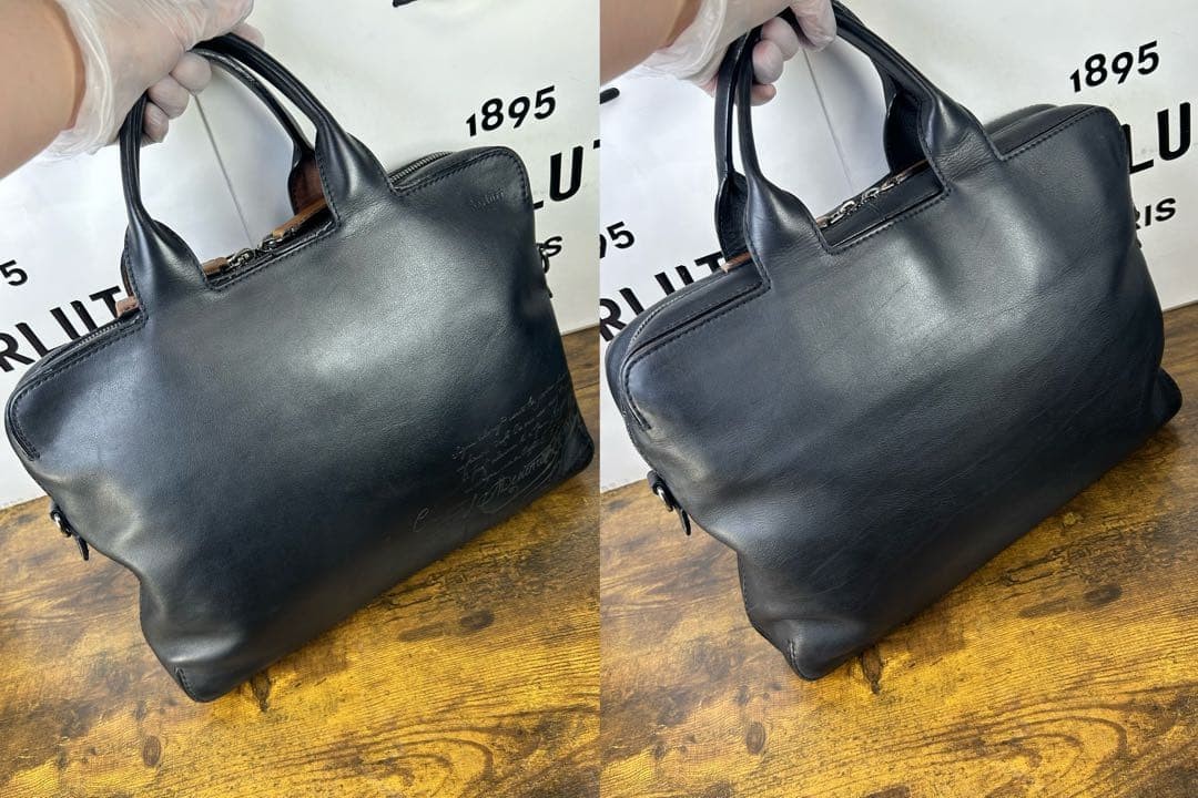Berluti Briefcase Profile 3 Small Black Vitello Fiore Calfskin Men’s Business
