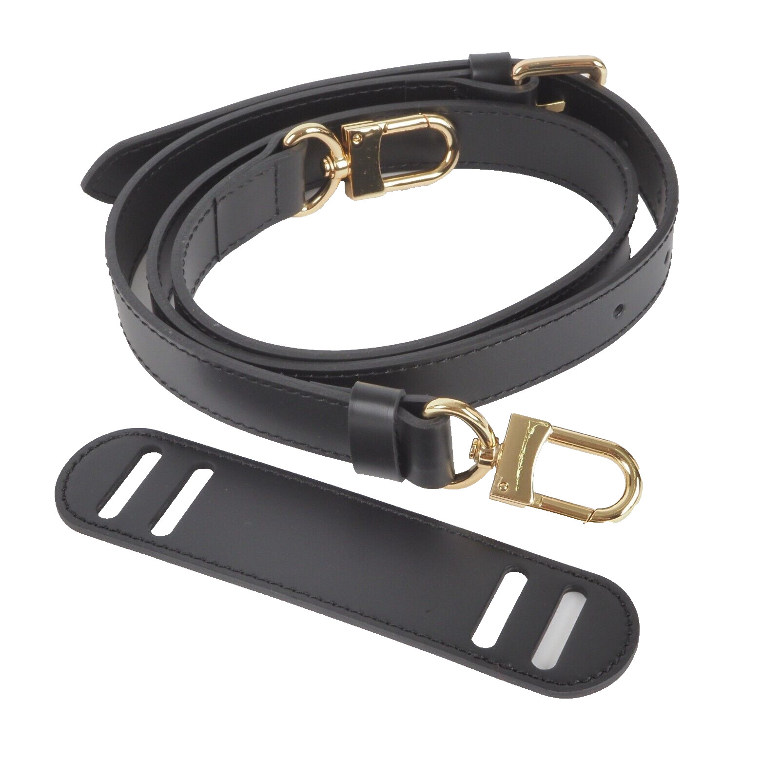 Vachetta Shoulder Strap Black 2.5 / 98-120 cm Leather Gold Compatible with LV