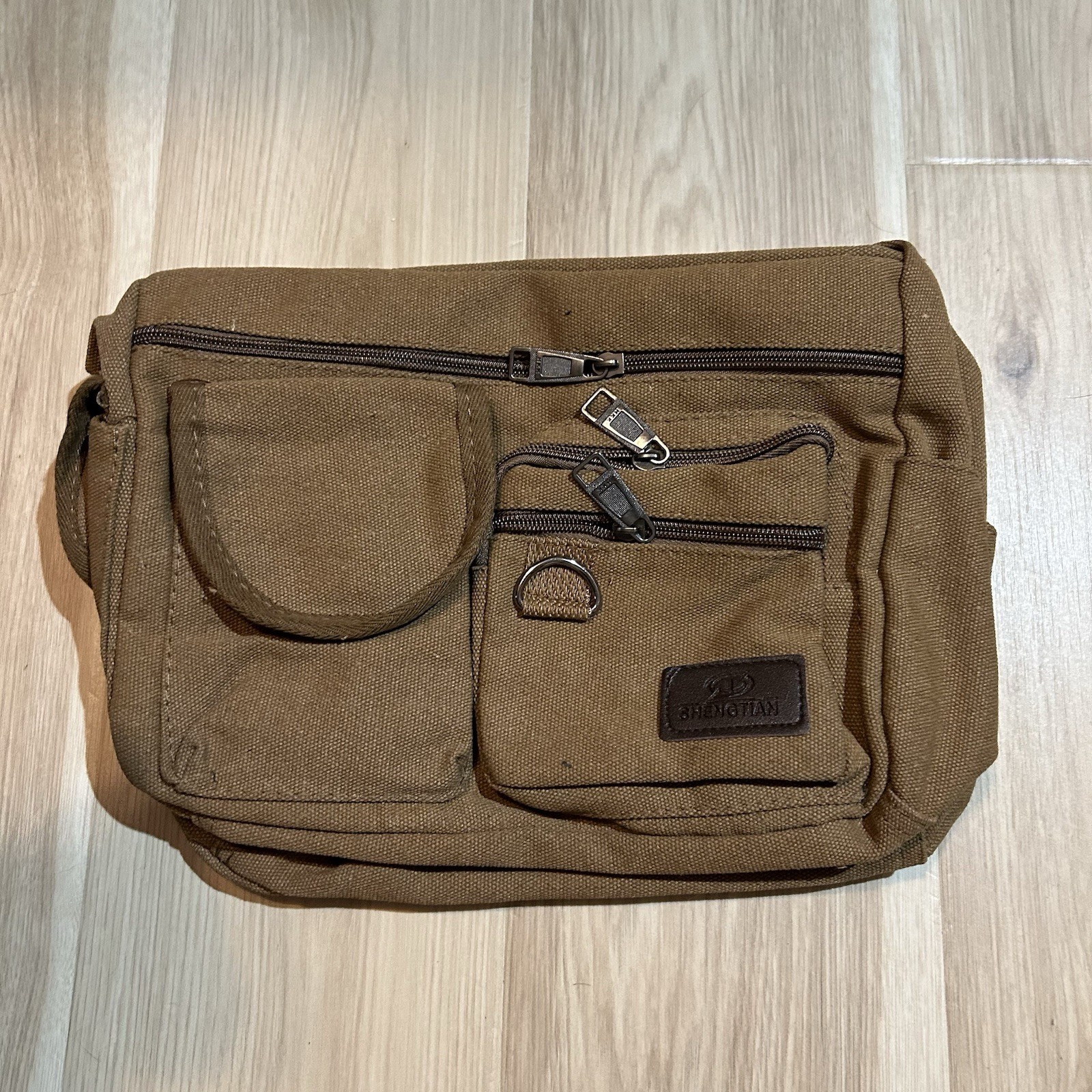 Men’s Canvas Messenger Bag Laptop Shoulder Satchel Crossbody School Bag – Coffee