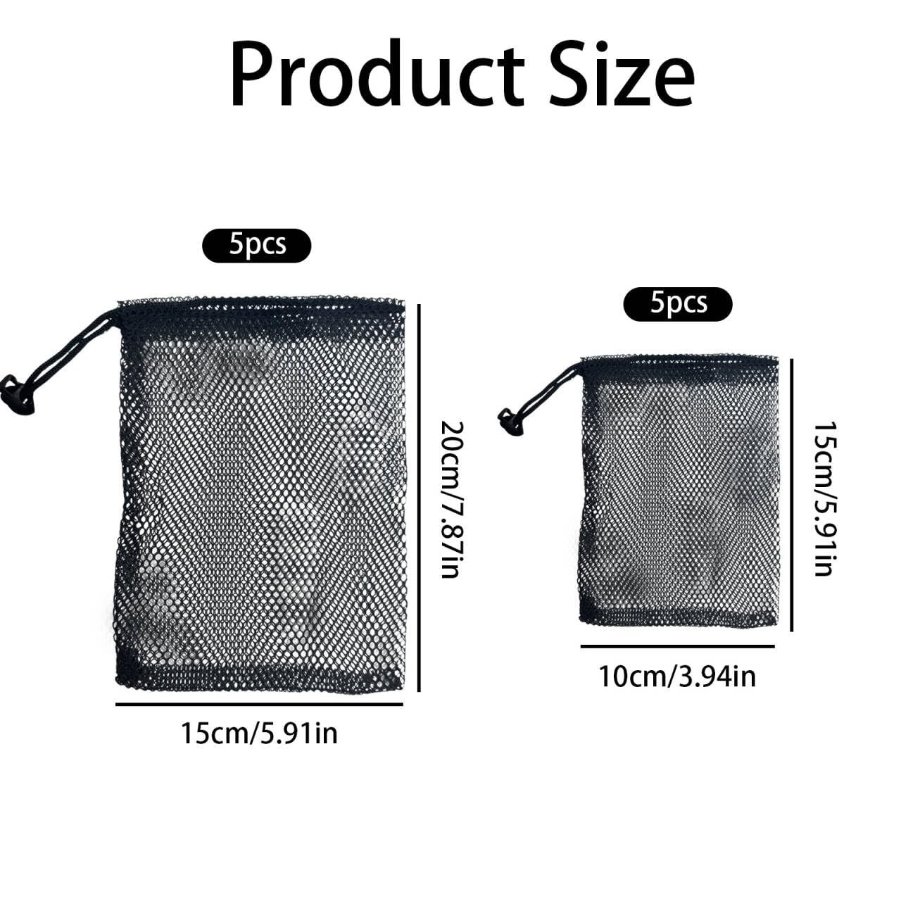 10 PCS Nylon Mesh Drawstring Bags, (6 x 4 and 6 x 8) with Cord Lock Closure, Por