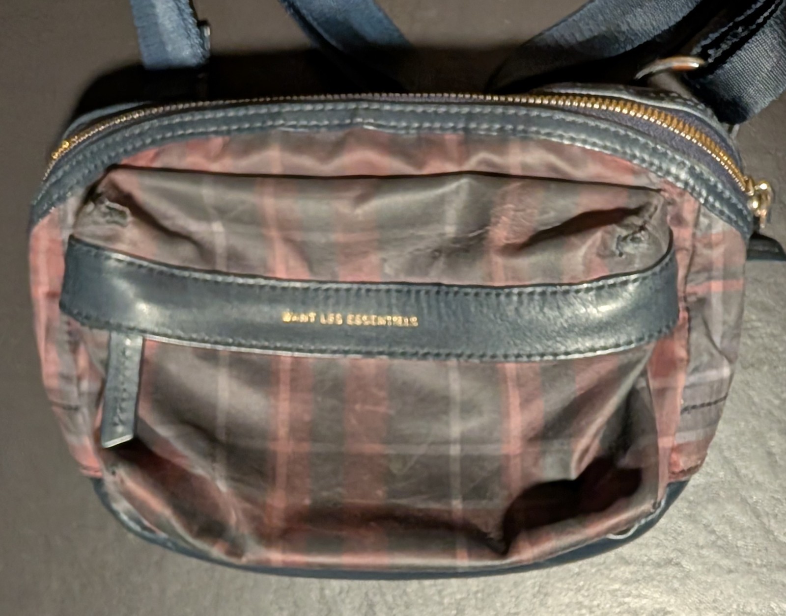 Tocoma – Want Les Essentials Waist Bag – Blue Plaid – Leather & Cotton