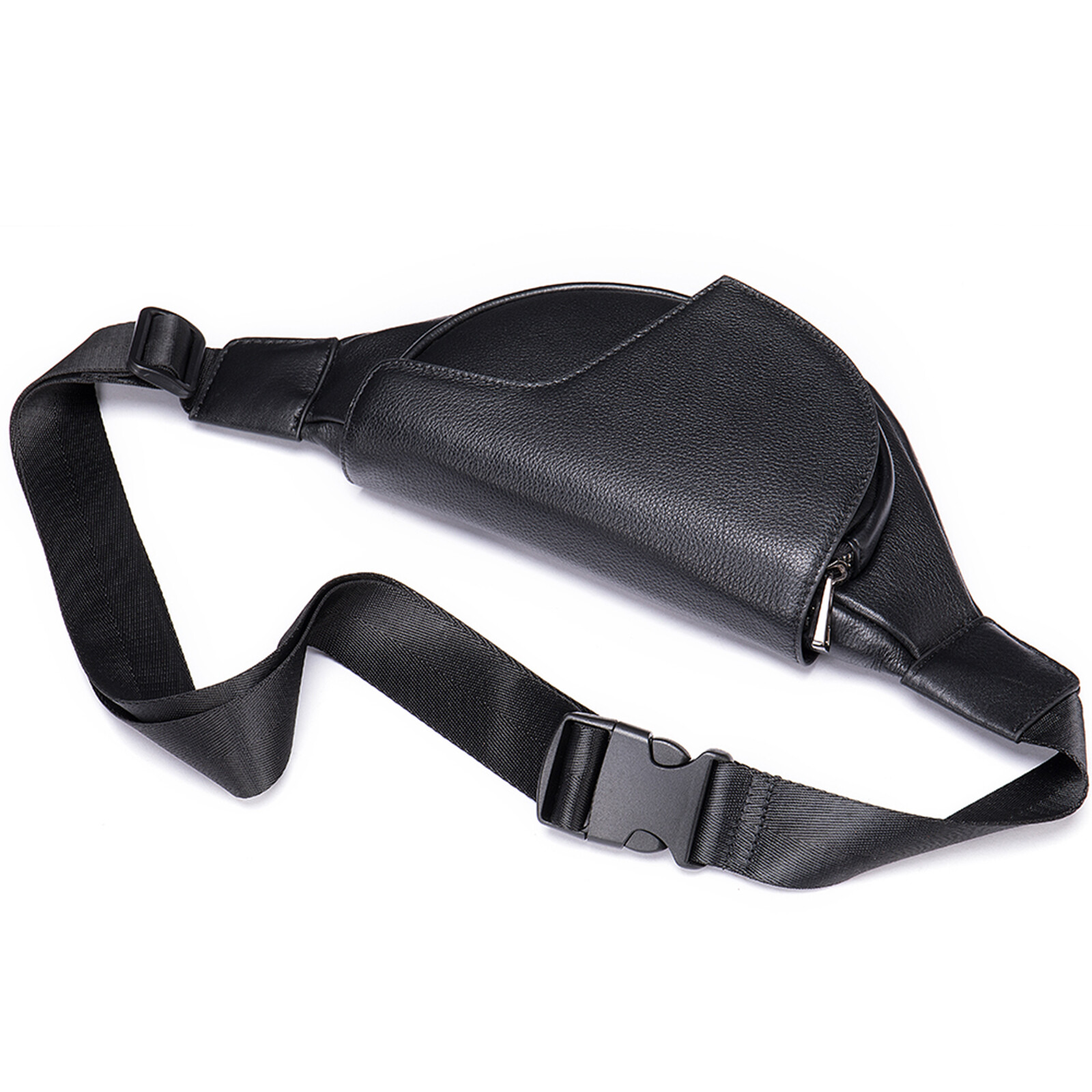 Men’s Leather Crossbody Chest Bag with Adjustable Strap and Multiple Pockets