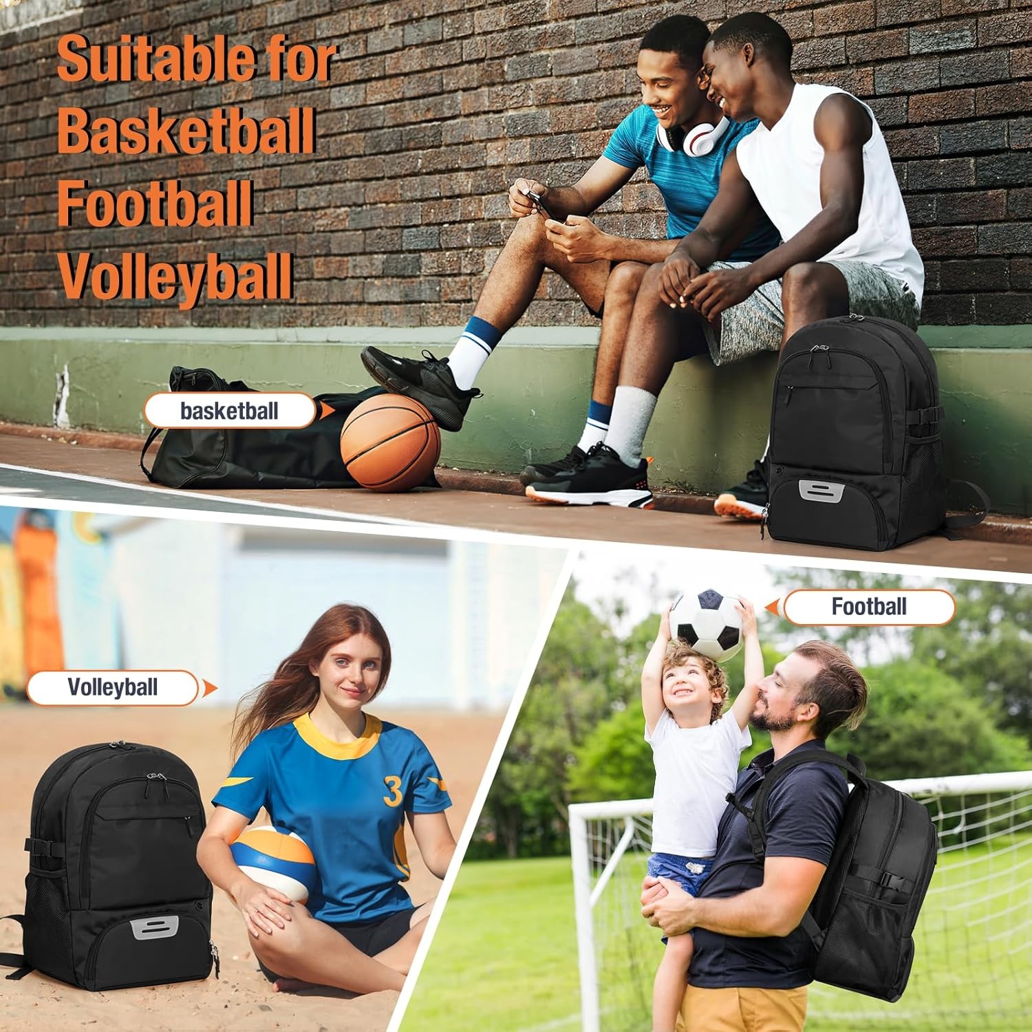 OCKLILY Basketball Backpack – Large Sports Equipment Bag with Ball Holder & Shoe