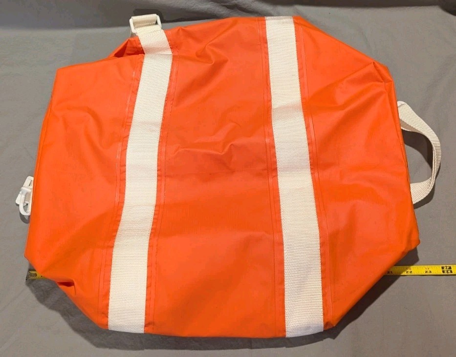 Vintage Cabela’s Large Orange Waterproof Duffle Bag Hunting Fishing