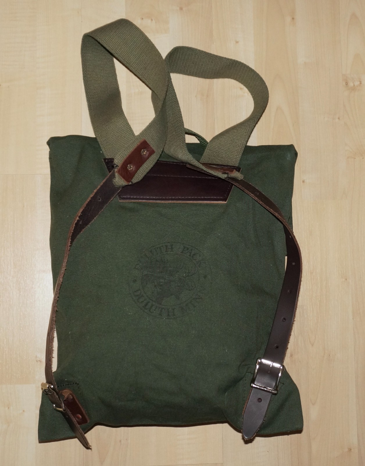 DULUTH PACK Juniper Green Canvas & Brown Leather SCOUT Backpack 16×14
