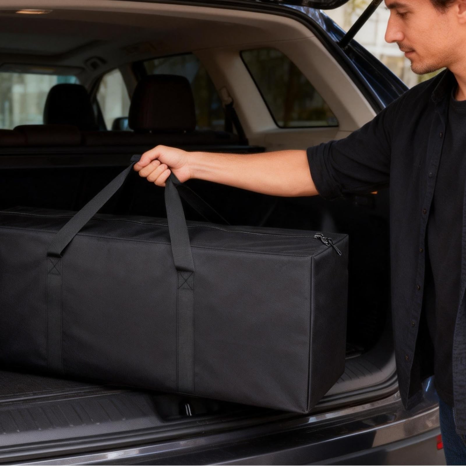 1 PCS 36 Inch Black Small Zippered Duffel Bag Waterproof Foldable Luggage