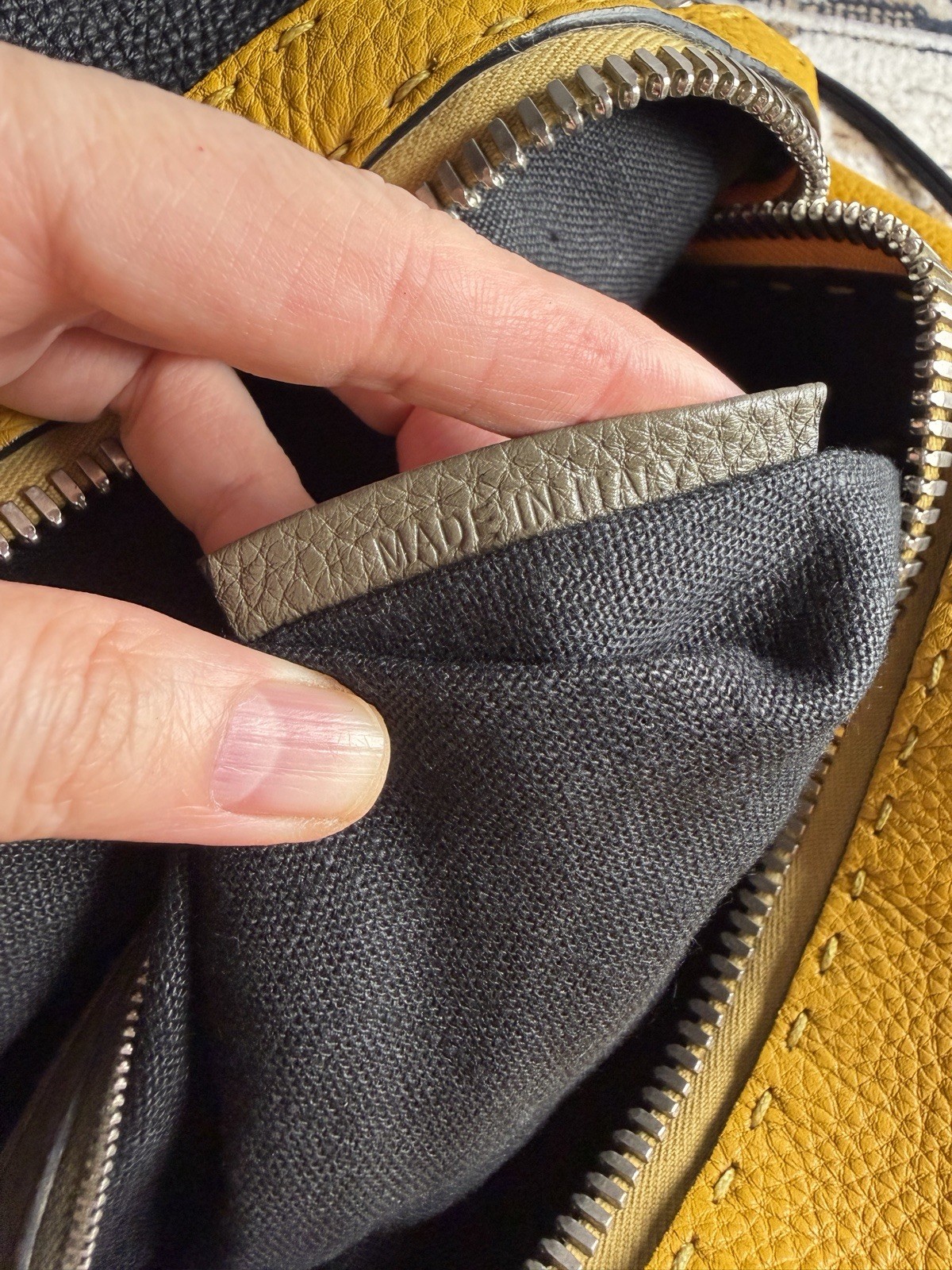 Authentic Rare Fendi Selleria Tri-Color Backpack Men Women Black Yellow Khaki