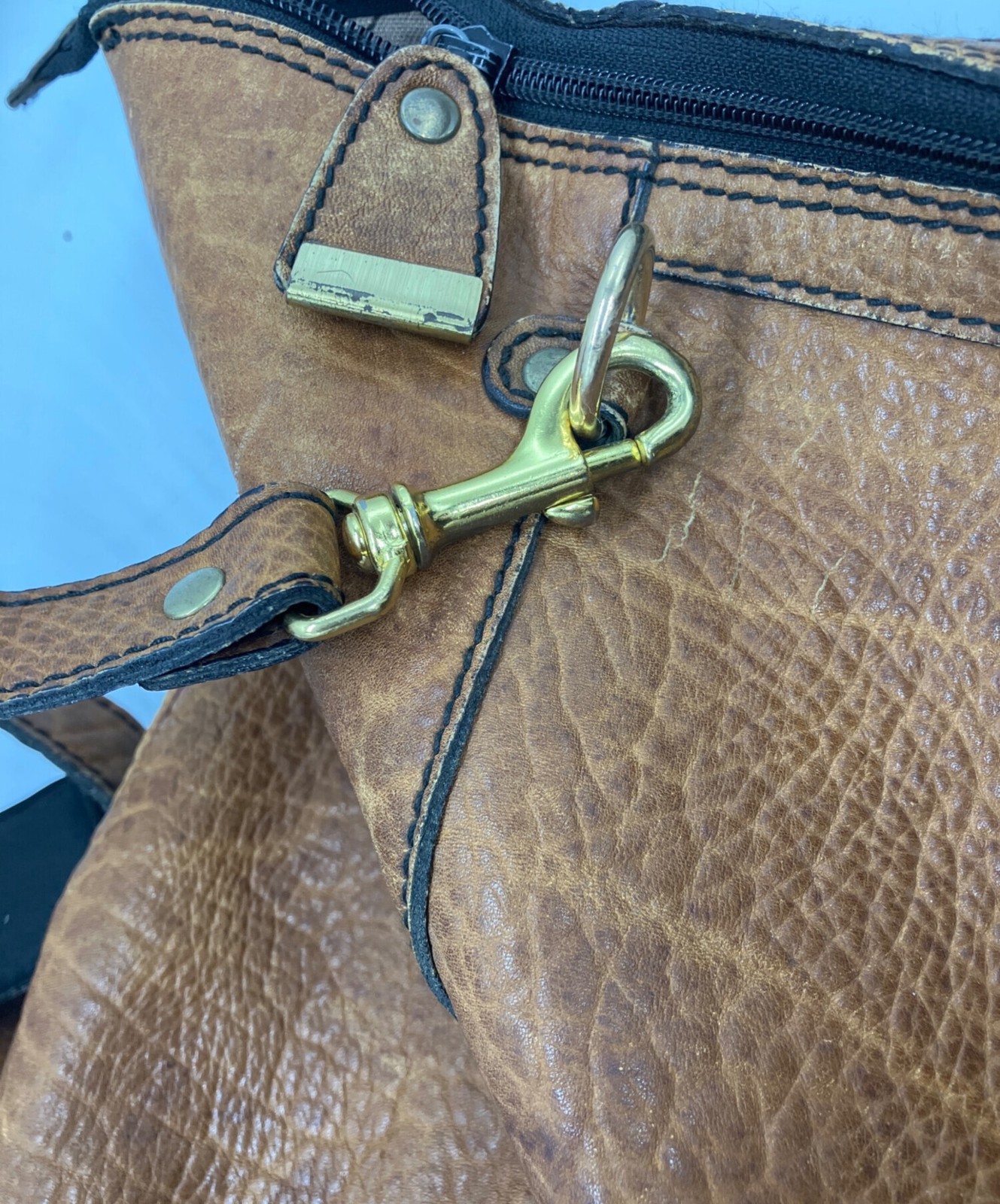 Gold Pfeil CARACCIOLA Boston bag Brown Leather Men Duffle bag Large