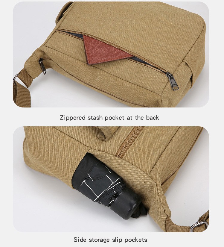 Canvas Shoulder Bag Men Sling Messenger Bag Vintage Crossbody Military Satchel M