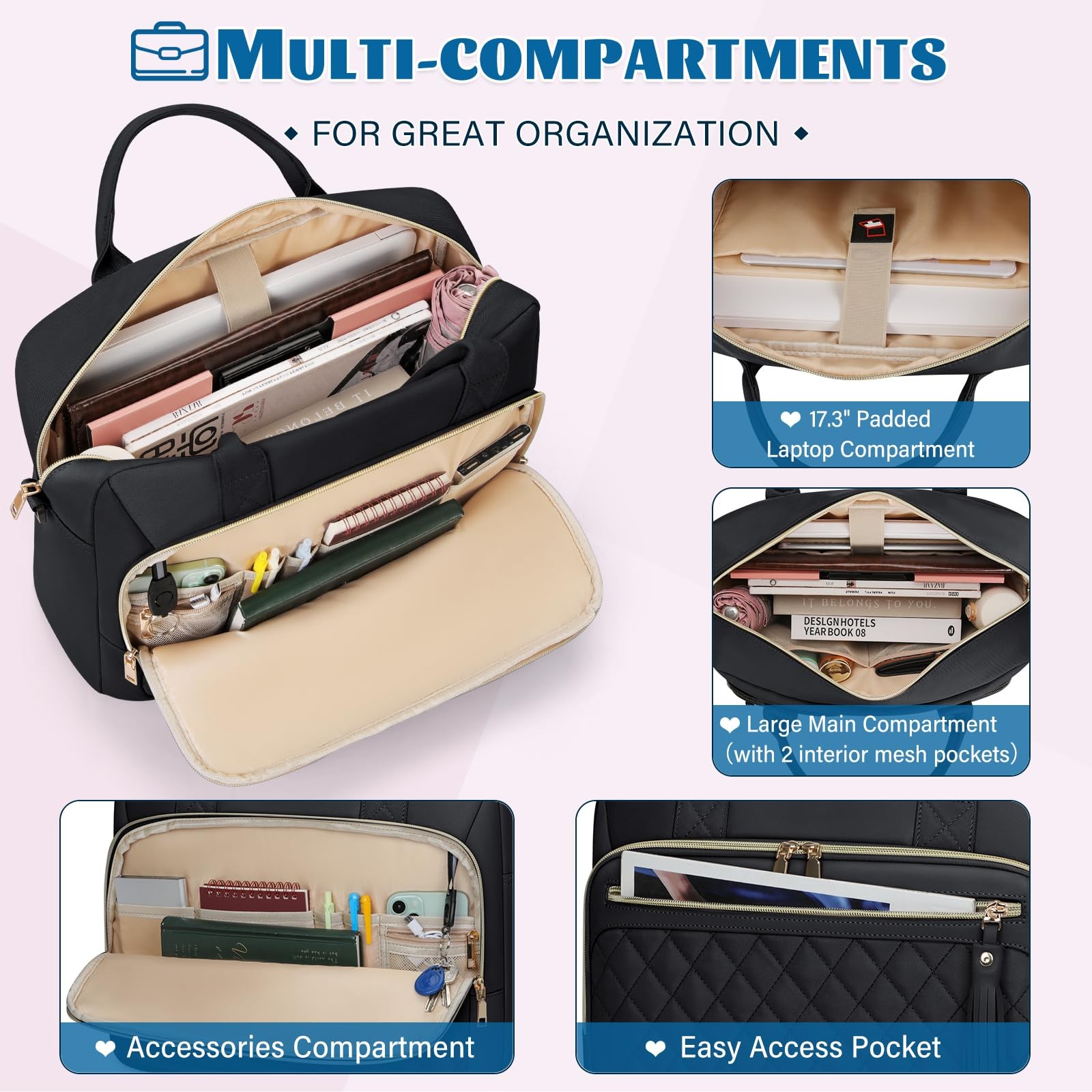 RAINSMORE Laptop Bag 17 3 Inch Briefcase for Mujeres Impermeable Computer Mes