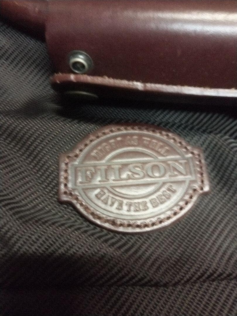 VINTAGE Filson Heritage Large Nylon Duffle Bag Brown Leather Trim Logo RARE