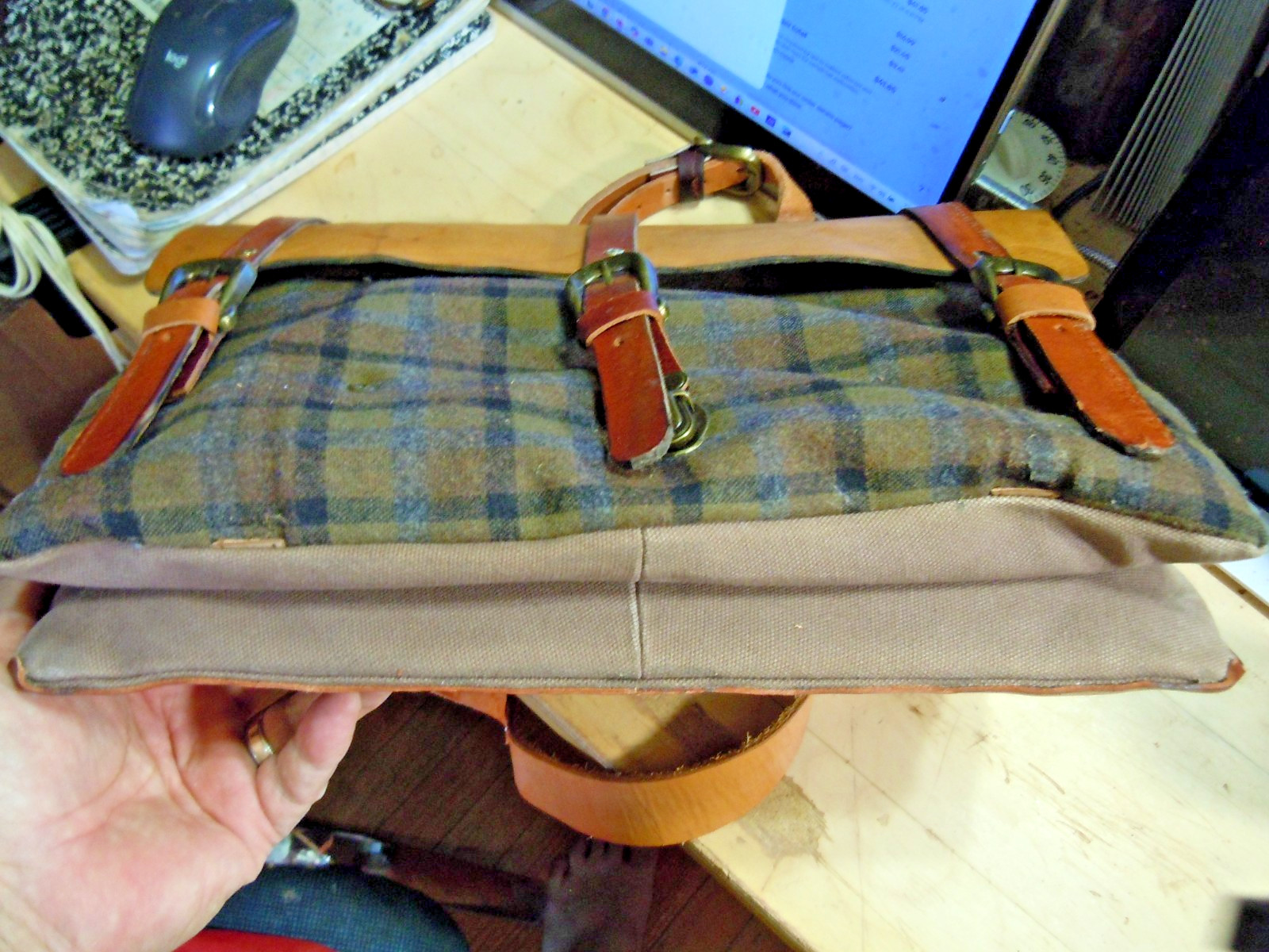 vintage Pendleton Wool Messenger Leather Satchel Brown Briefcase (on sale) #2