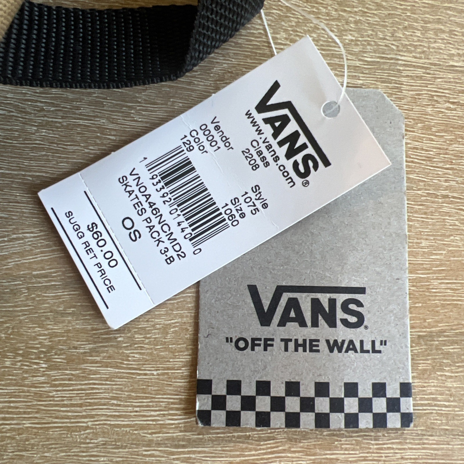 VANS Back Pack Skate Pack 3 Tan Color with Black adjustable straps Brand New