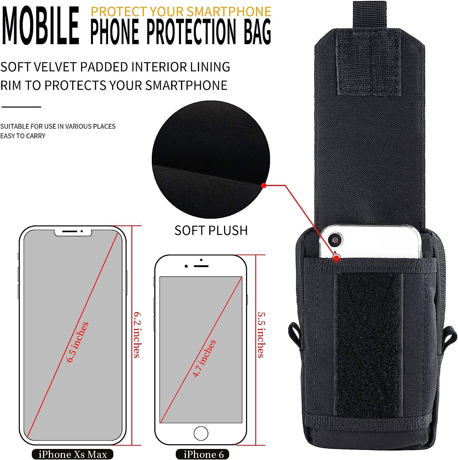 Tactical MOLLE Holster Army Mobile Phone Belt Pouch EDC Security Organizer Pack