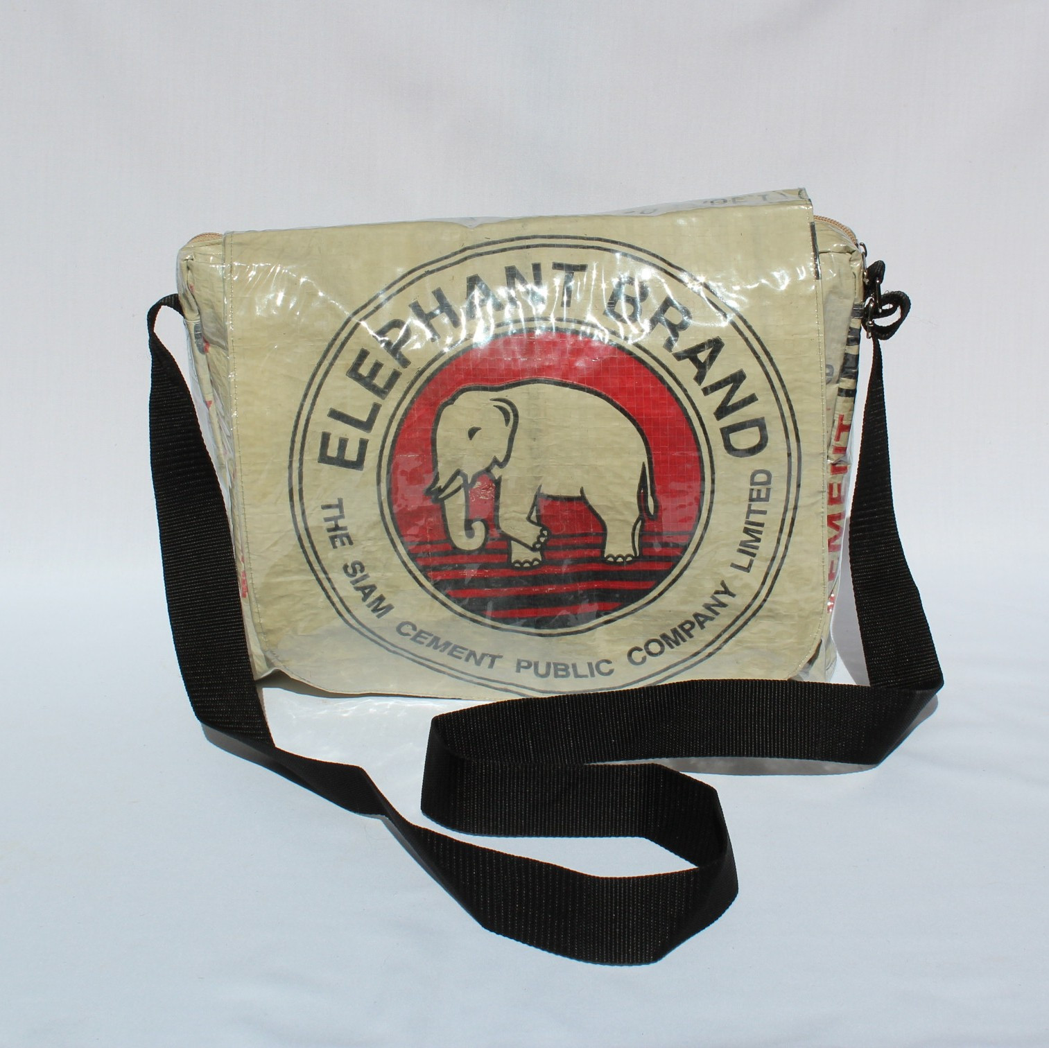 Elephant Brand Large Recycled Messenger Bags made from Cement Bags in Cambodia