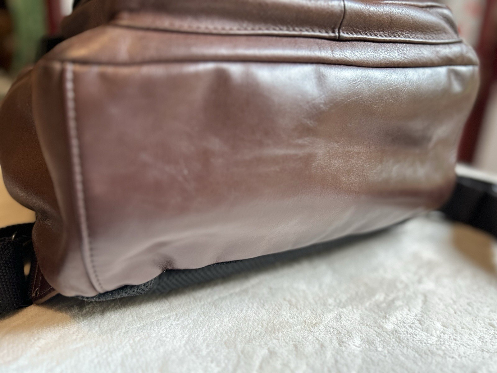 Fossil Brown Backpack Drawstring Flap Buckle Top Handle Outer Pockets Laptop