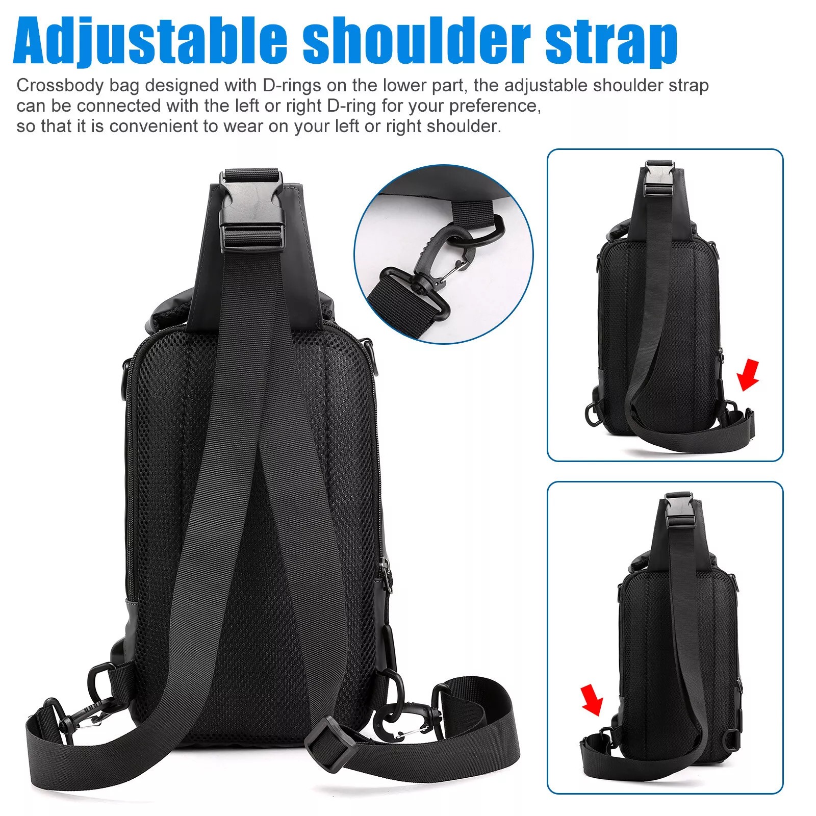USB port anti-theft chest shoulder messenger backpack men’s sling crossbody bag