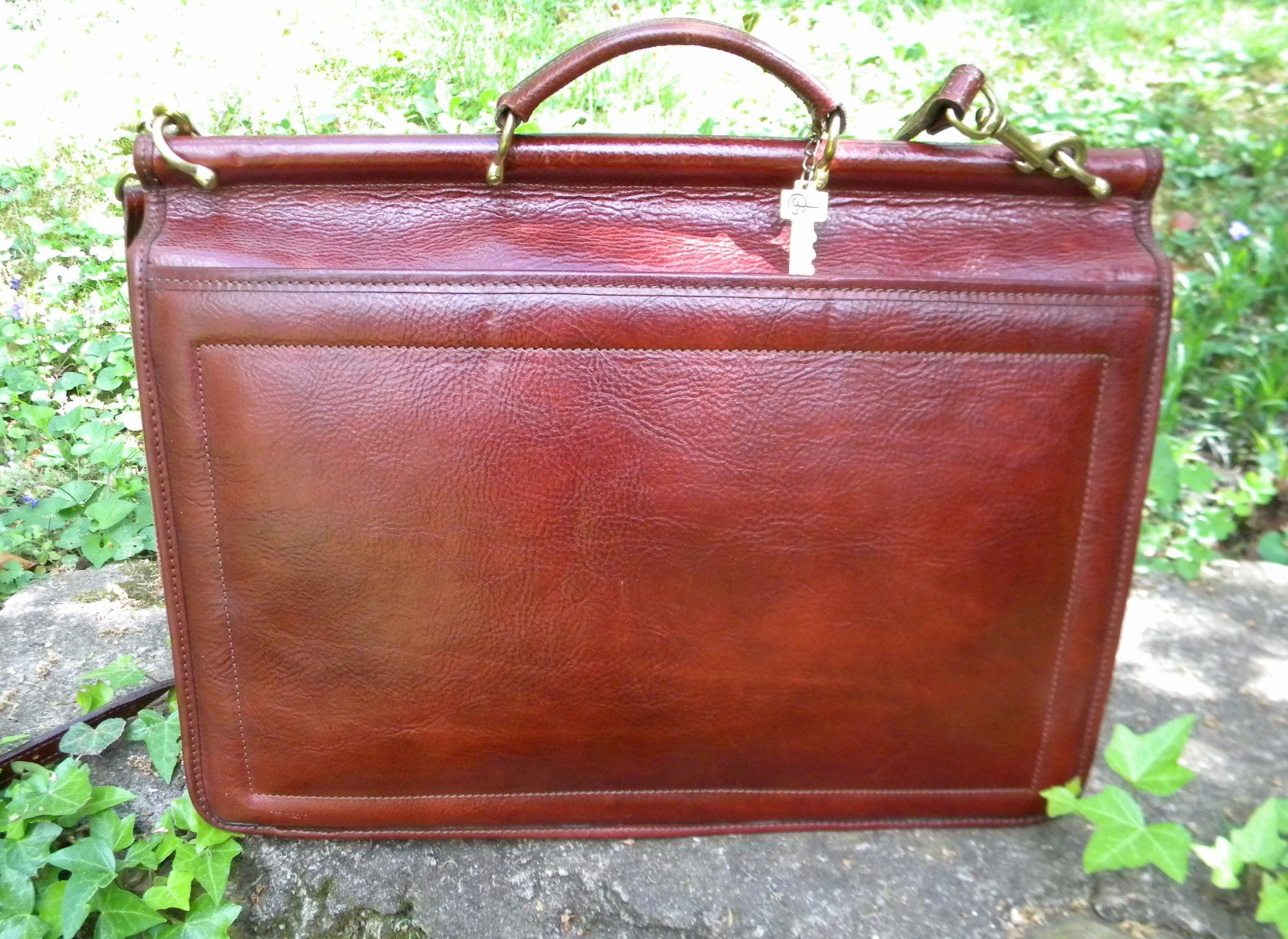 Vintage Jack Georges Leather Cognac Tuscany Executive Briefcase Messanger Bag