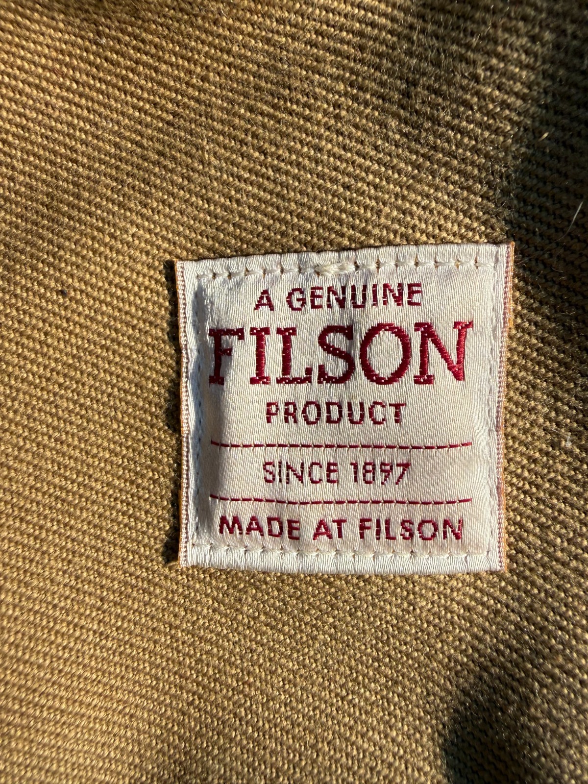 Filson Medium Rugged Twill Duffle Bag Tan 70222 Made at Filson USA Leather Strap