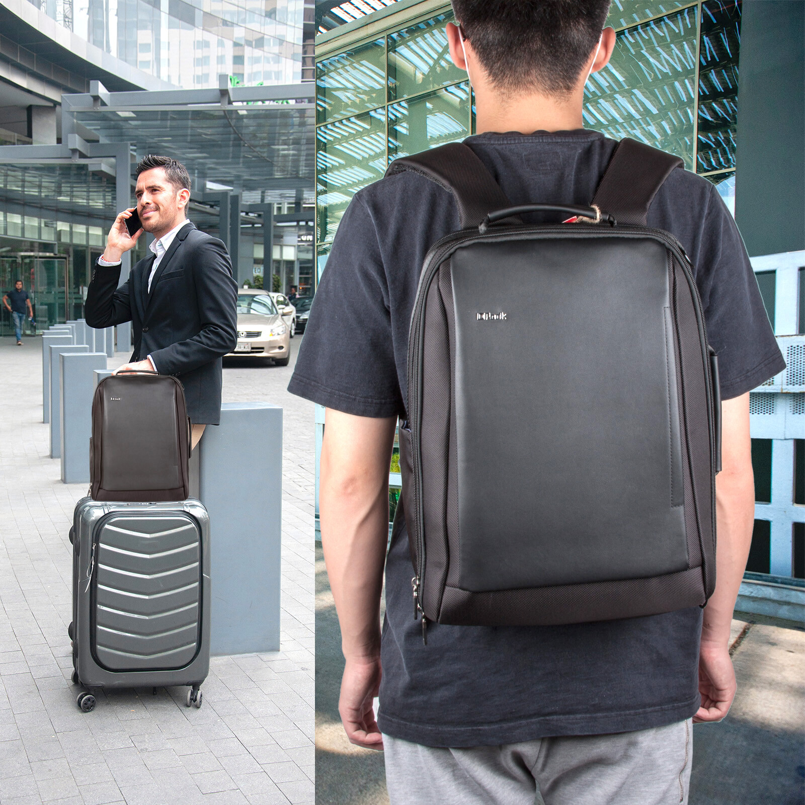 15.6″ RFID Business Backpack Laptop Increase Compartment Bag USB Charging Port