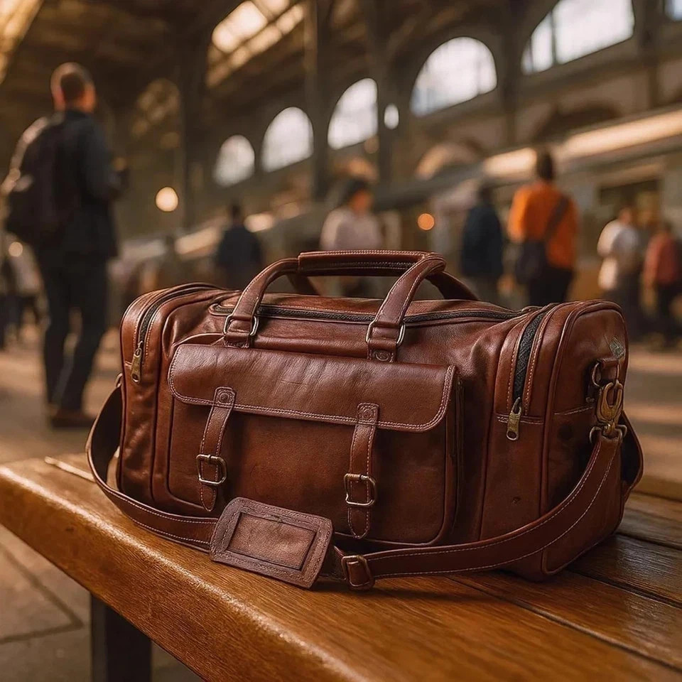 Real Targate Leather Large Travel Duffel Luggage Handmade, Gym, sholder bag