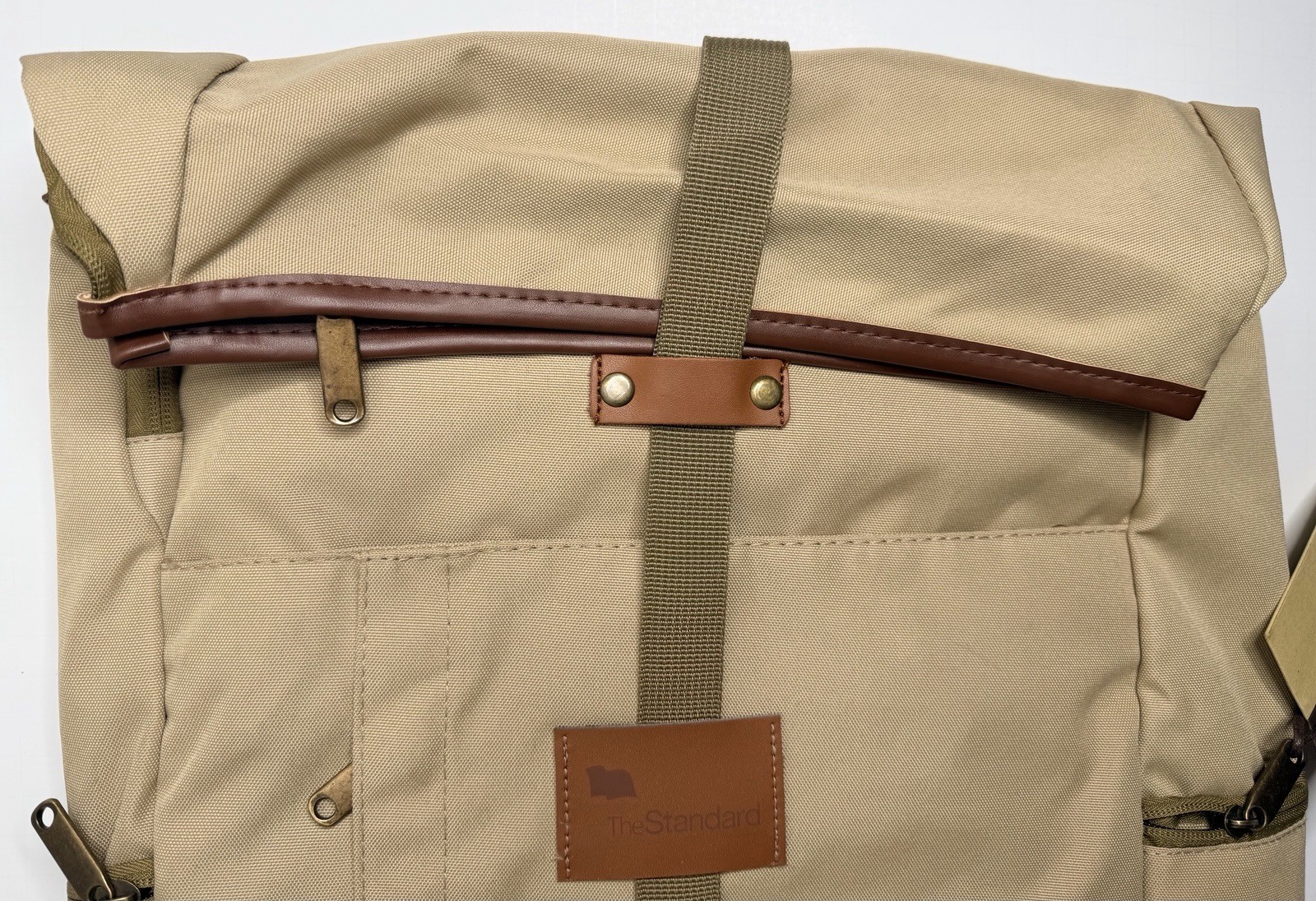 Origaudio El Dorado NEW Roll-top Backpack Bag Tan/Brown Multi Pocket
