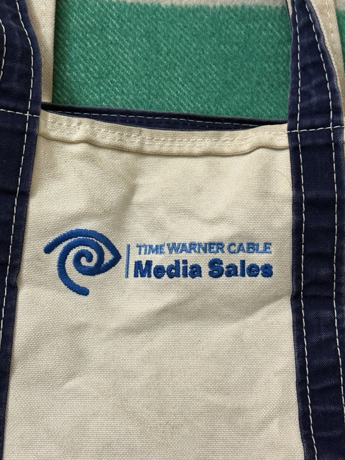 LL Bean Time Warner Cable Boat & Tote Bag 2010-2016 Era Employee Staff Indigo