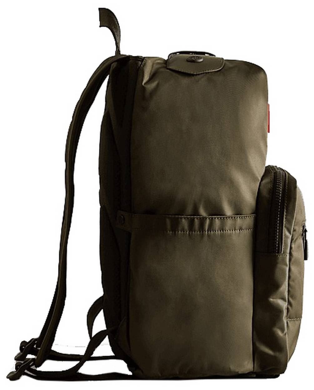 Hunter Unisex Nylon Pioneer Large Topclip Backpack – Dark Olive Green