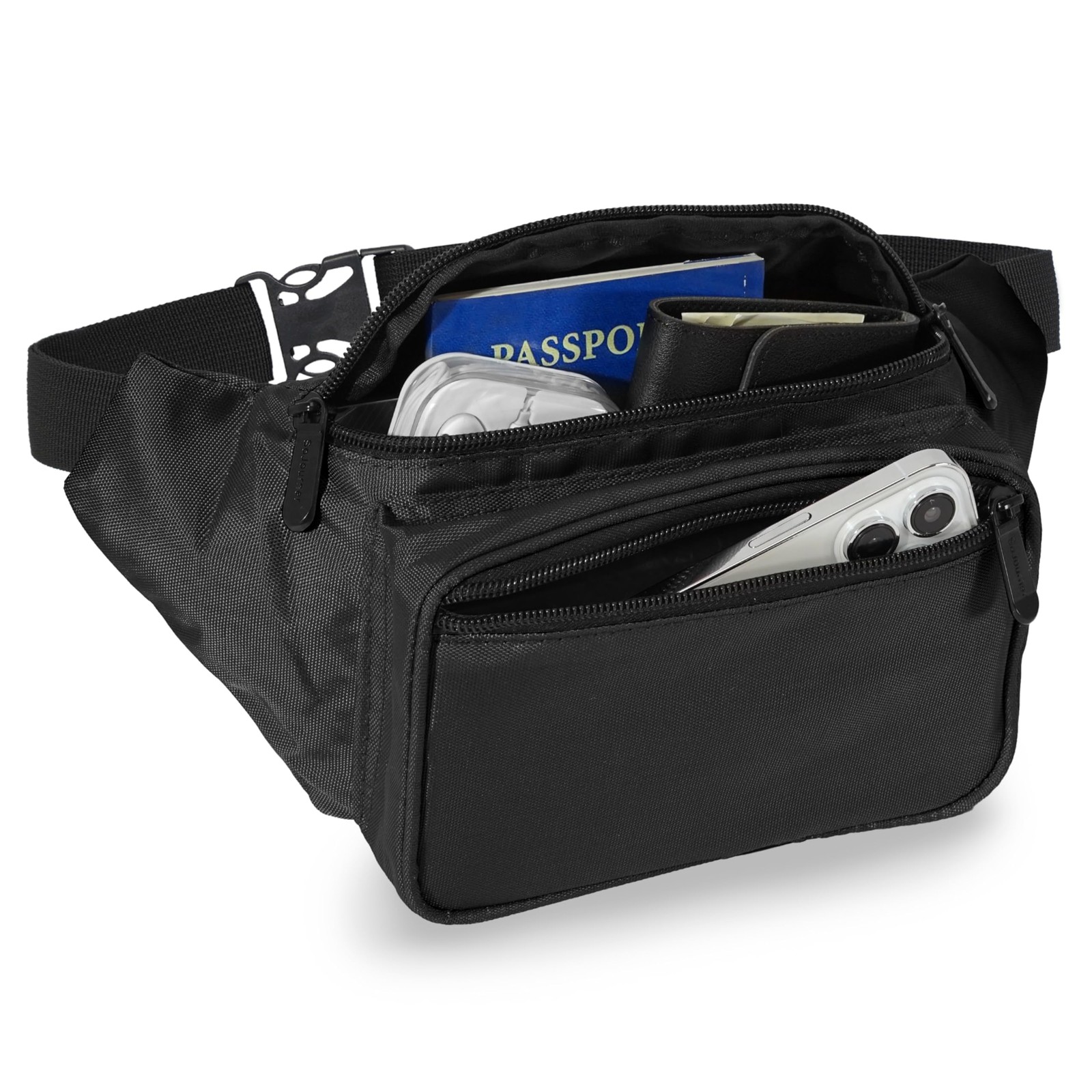 Black Fanny Pack Belt Bag I Mens Packs for One_Size, – Solid