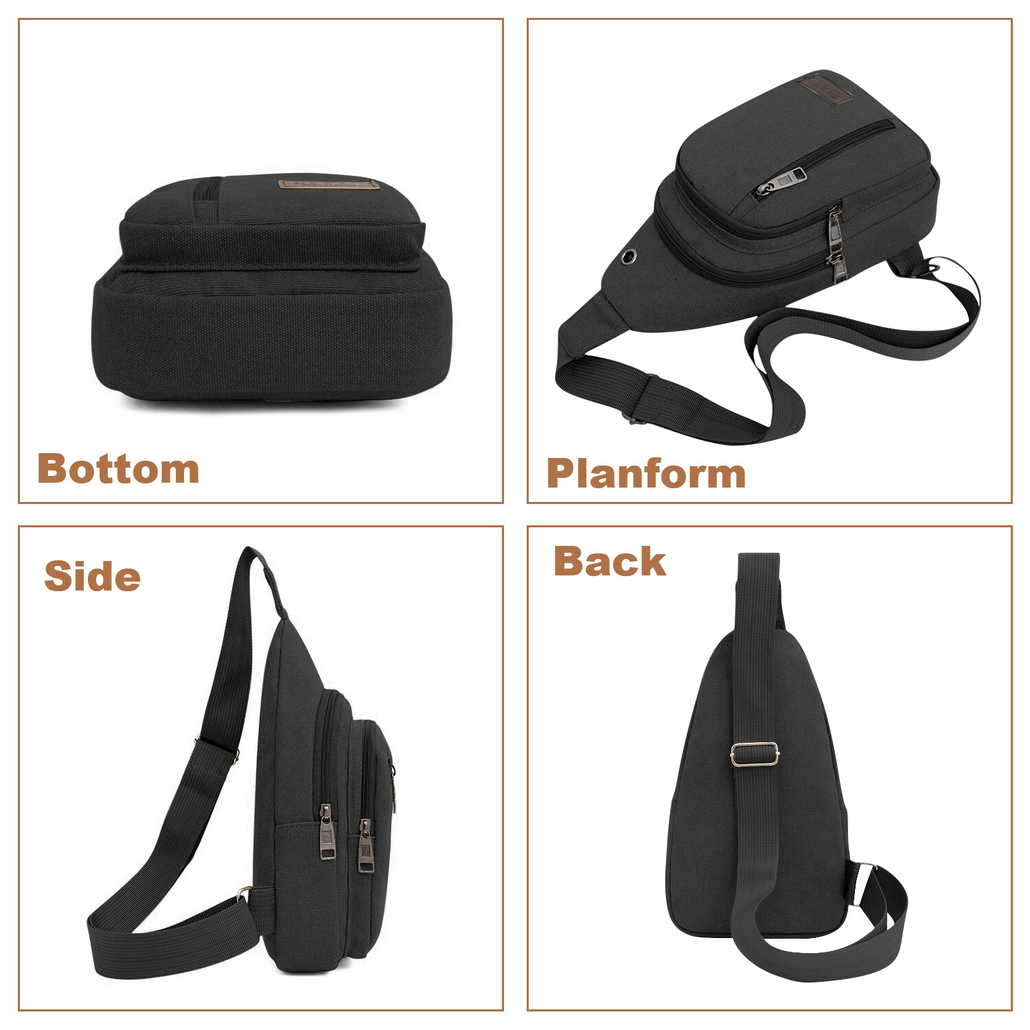 Men’s Sling Backpack Anti-theft Shoulder Crossbody Chest Bag Fanny Pack USB Port