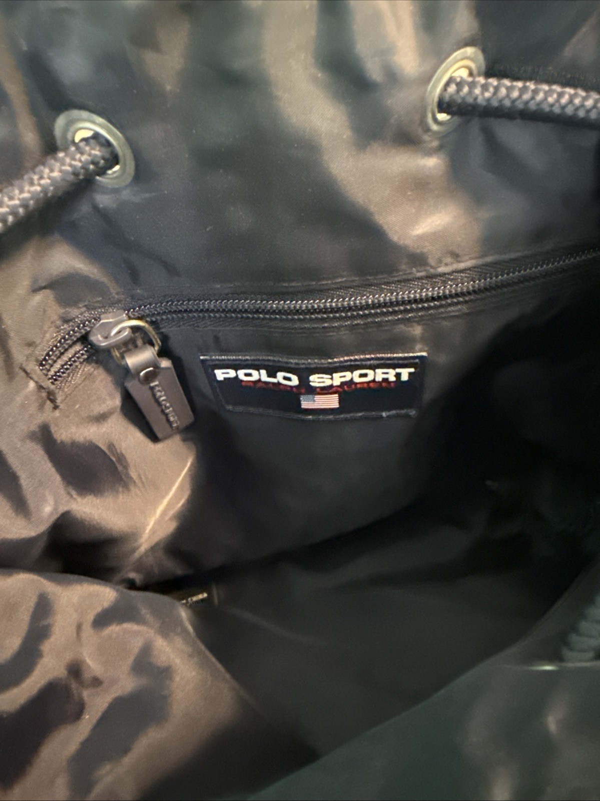 Vtg 90s Polo Sport Ralph Lauren Bucket Bag Drawstring Closure EUC Navy