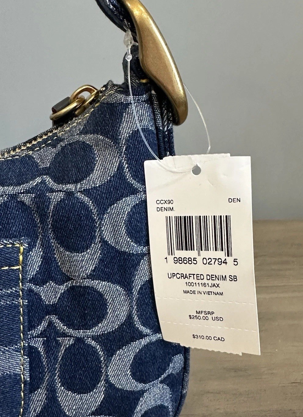 COACH Cargo Shoulder Bag In Upcrafted Signature Denim CCX90 NWT
