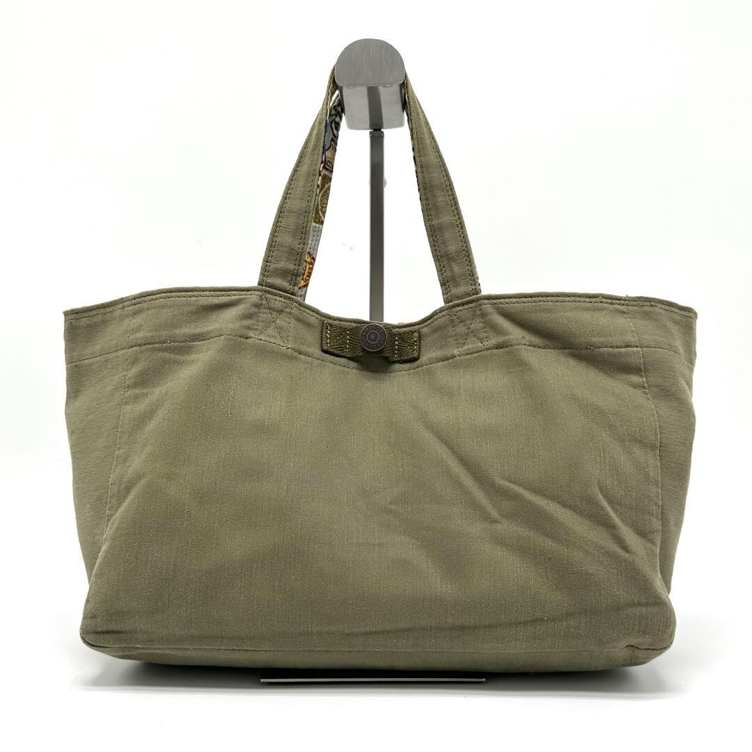 PORTER x BEAMS BOY Reversible Tote Bag Canvas Nylon Khaki Wappen Patchwork Zip