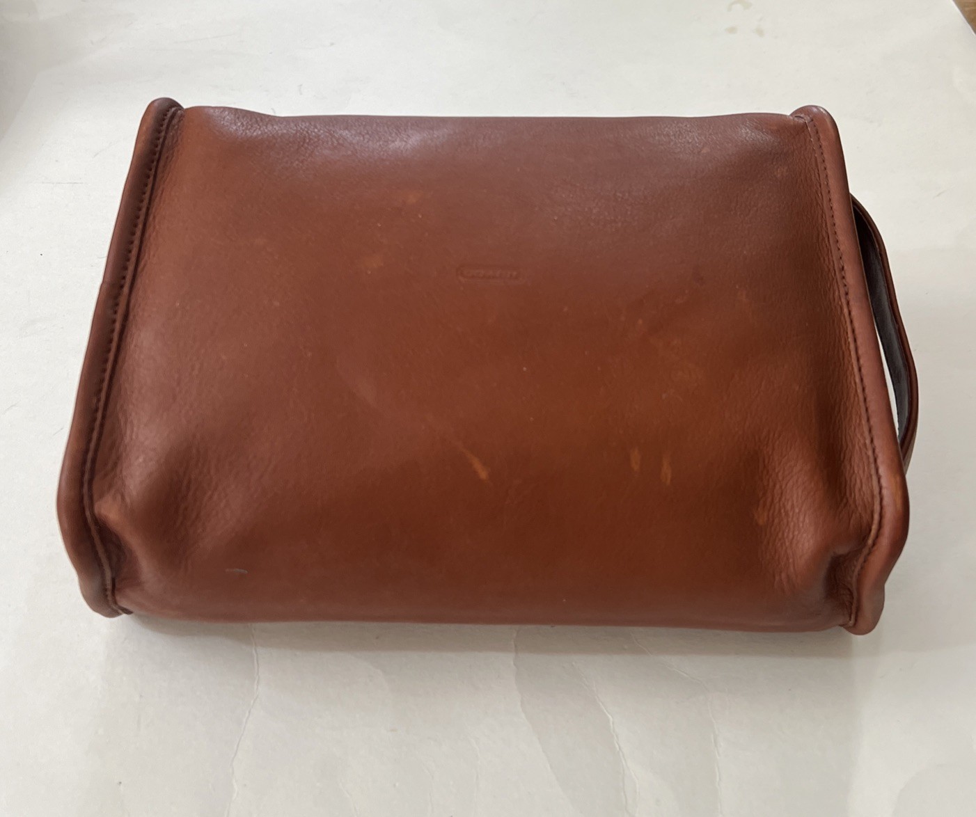 Vintage Coach Dopp Kit Men’s Brown Leather Toiletry Bag Travel Zip Around