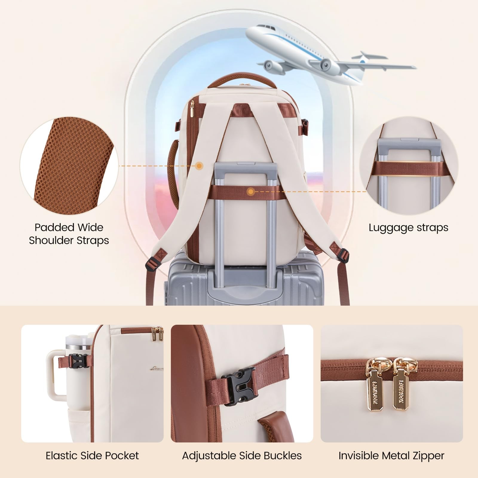 40L Travel Backpack for ,Carry on Luggage Backpack Flight Approved with 3 Pac…