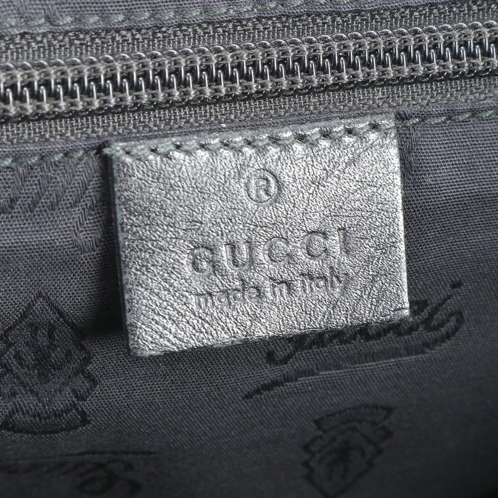 Gucci Travel Duffle Bag Suitcase Leather Black 29x42x6cm pre-owned