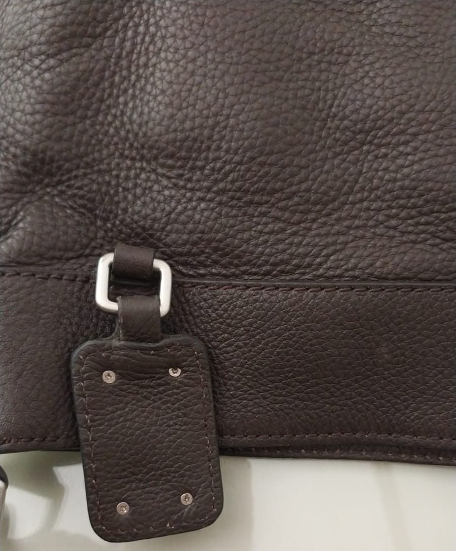 Massimo Dutti Men’s Brown Genuine Leather Crossbody Messenger Bag Made in Spain