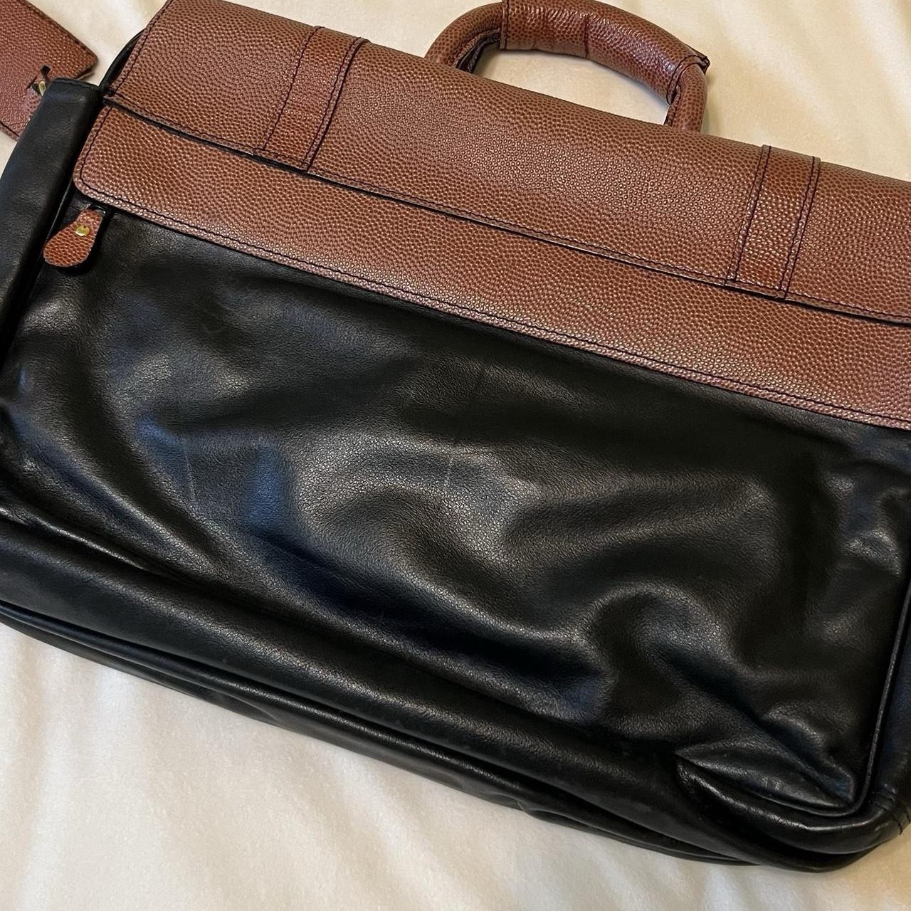 Wilson Players Brown Black Briefcase Adjustable Strap Inner Pockets Lined