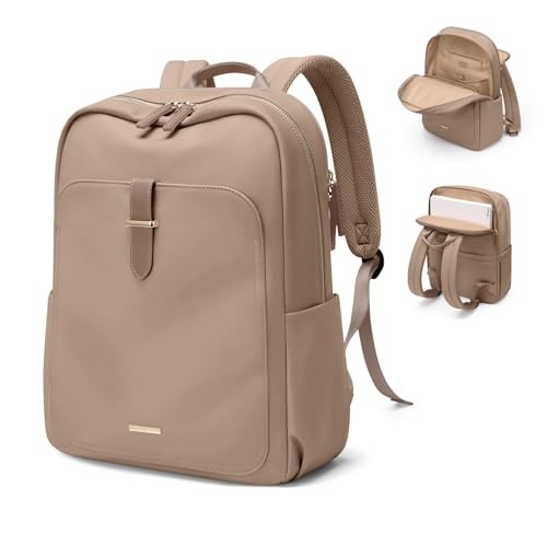 Laptop Backpack for Women,Casual Work Business 14 Inch Upgrade-champagne Brown