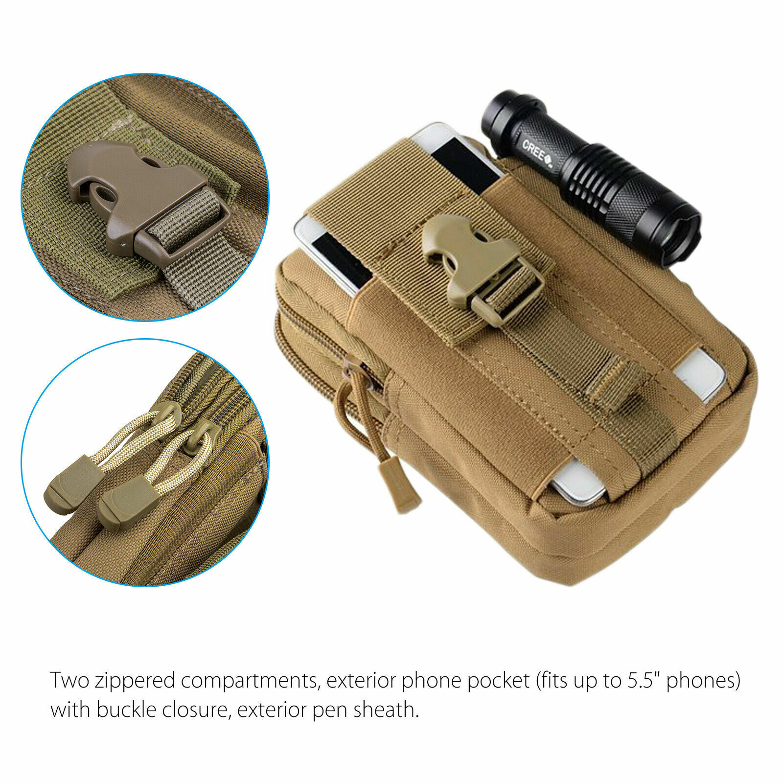 Tactical Molle EDC Pouch Bag Compact Multipurpose Utility Gadget Belt Waist Bag
