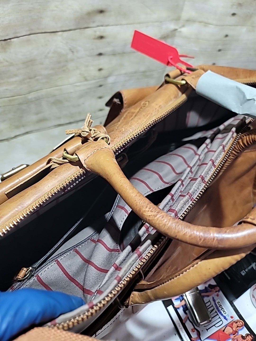 Rawlings Frankie Leather Duffle Bag Cognac Luggage Travel Weekender