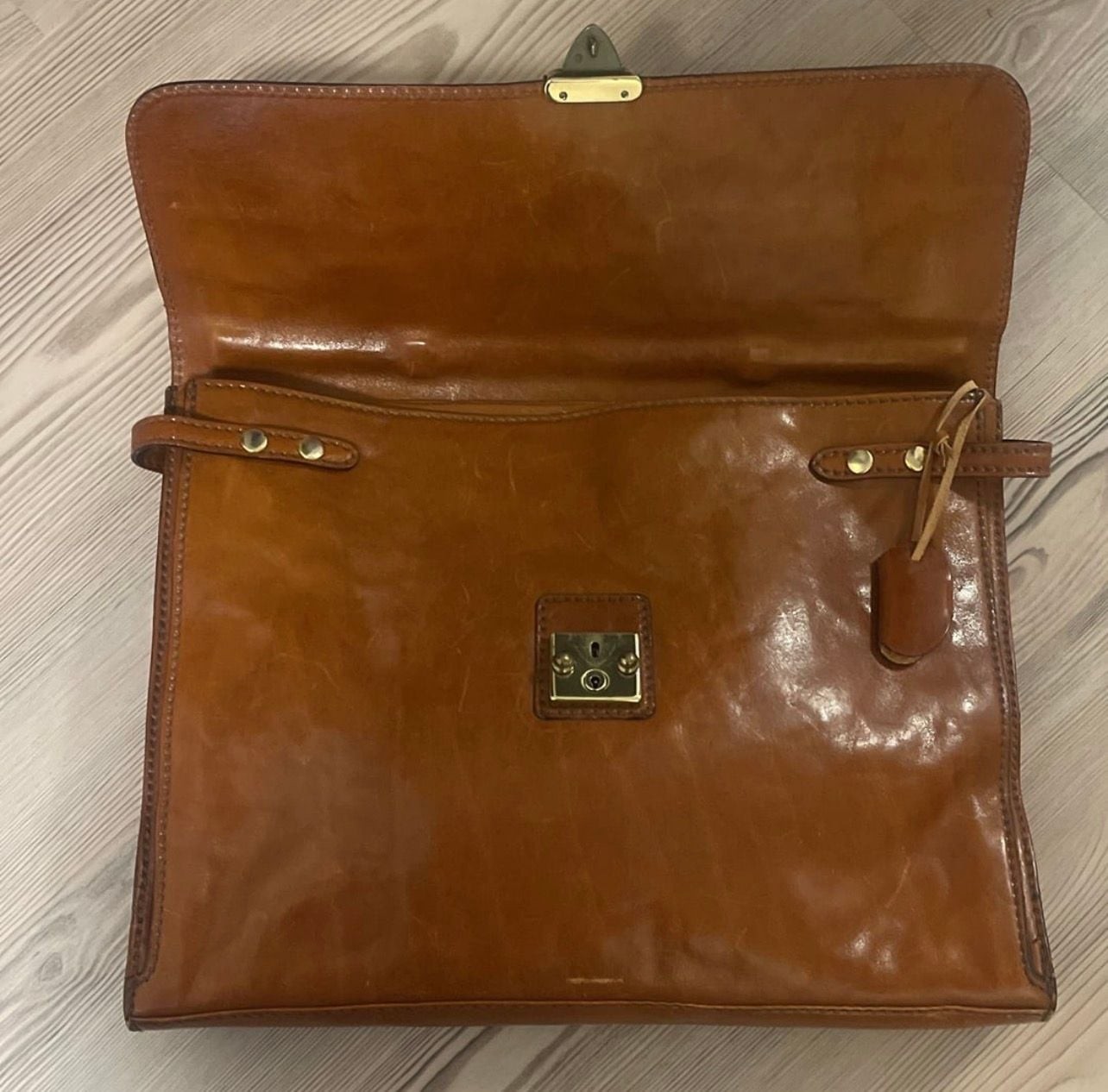 Conte Max Vintage Italian Leather Briefcase Satchel Bag